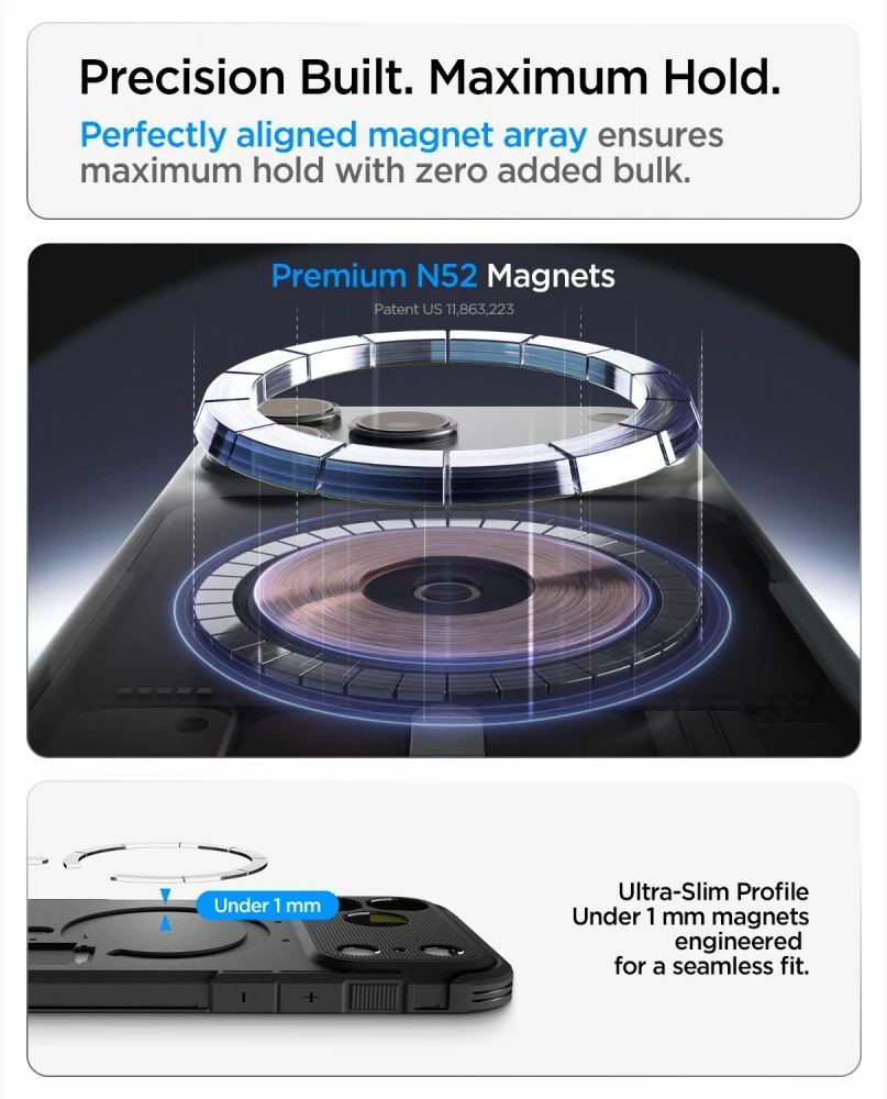 Dėklas SPIGEN case TOUGH ARMOR T compatible with MagSafe for IPHONE 18 Pro / 17 Pro gunmetal