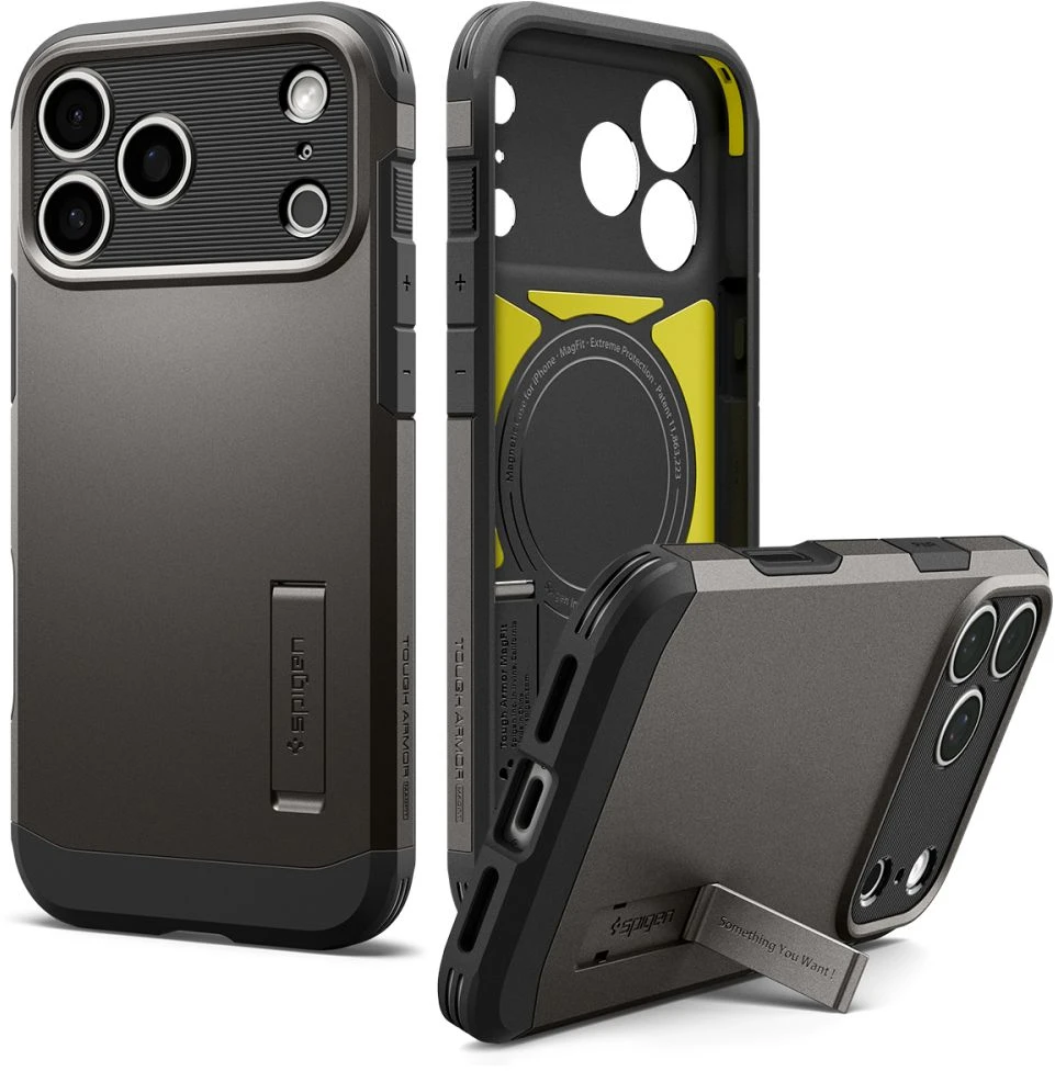 Dėklas SPIGEN case TOUGH ARMOR T compatible with MagSafe for IPHONE 18 Pro Max / 17 Pro Max gunmetal