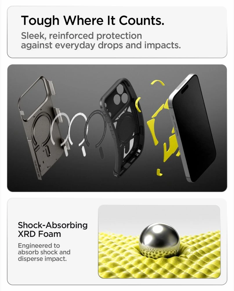 Dėklas SPIGEN case TOUGH ARMOR T compatible with MagSafe for IPHONE 18 Pro Max / 17 Pro Max gunmetal