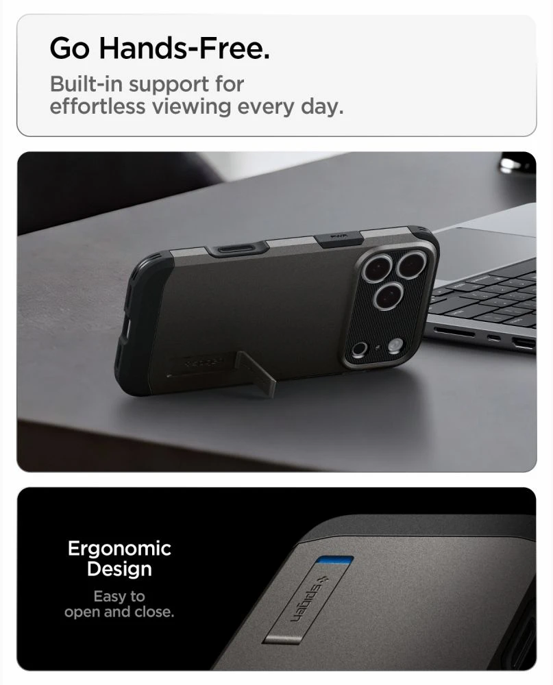 Dėklas SPIGEN case TOUGH ARMOR T compatible with MagSafe for IPHONE 18 Pro Max / 17 Pro Max gunmetal