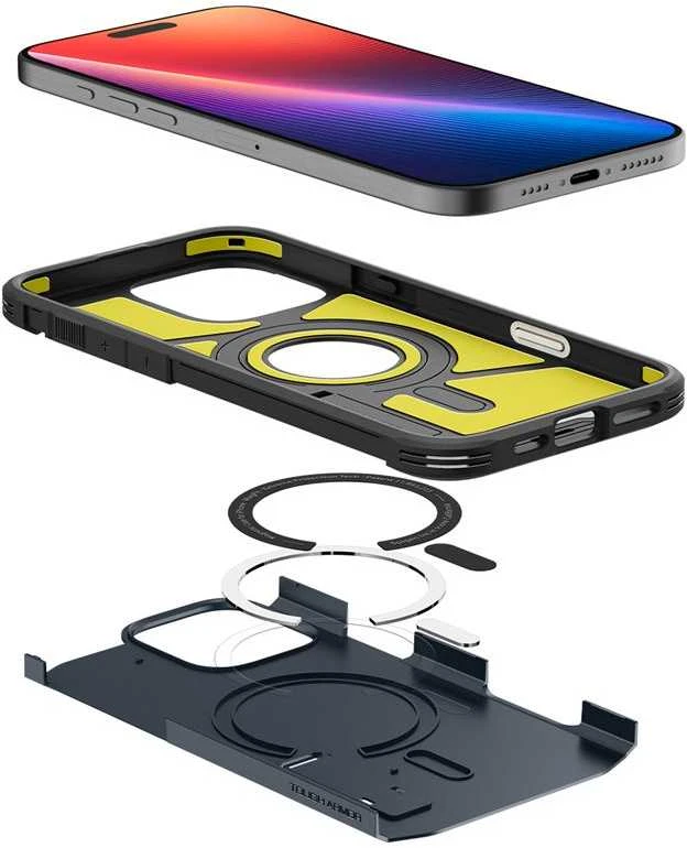 Dėklas Spigen „Tough Armor T MagSafe“, metalinis šiferio spalvos – „iPhone 16 Pro Max“