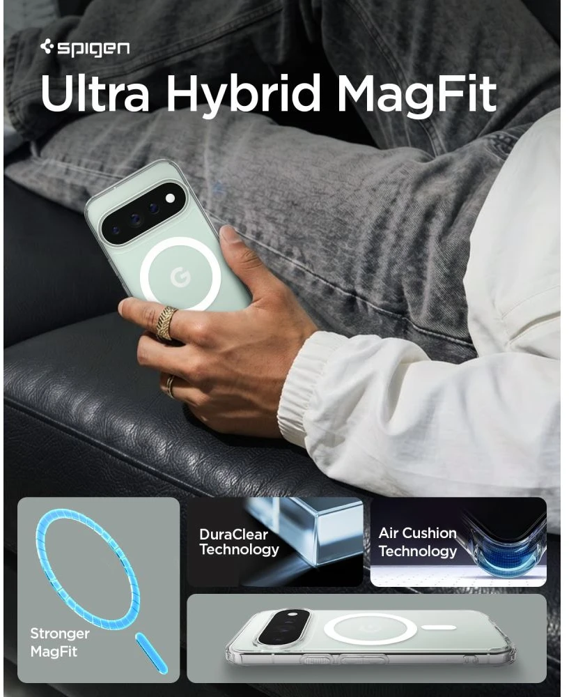 Dėklas SPIGEN ULTRA HYBRID MAG MAGSAFE GOOGLE PIXEL 11 PRO SKAIDRUS/Baltas