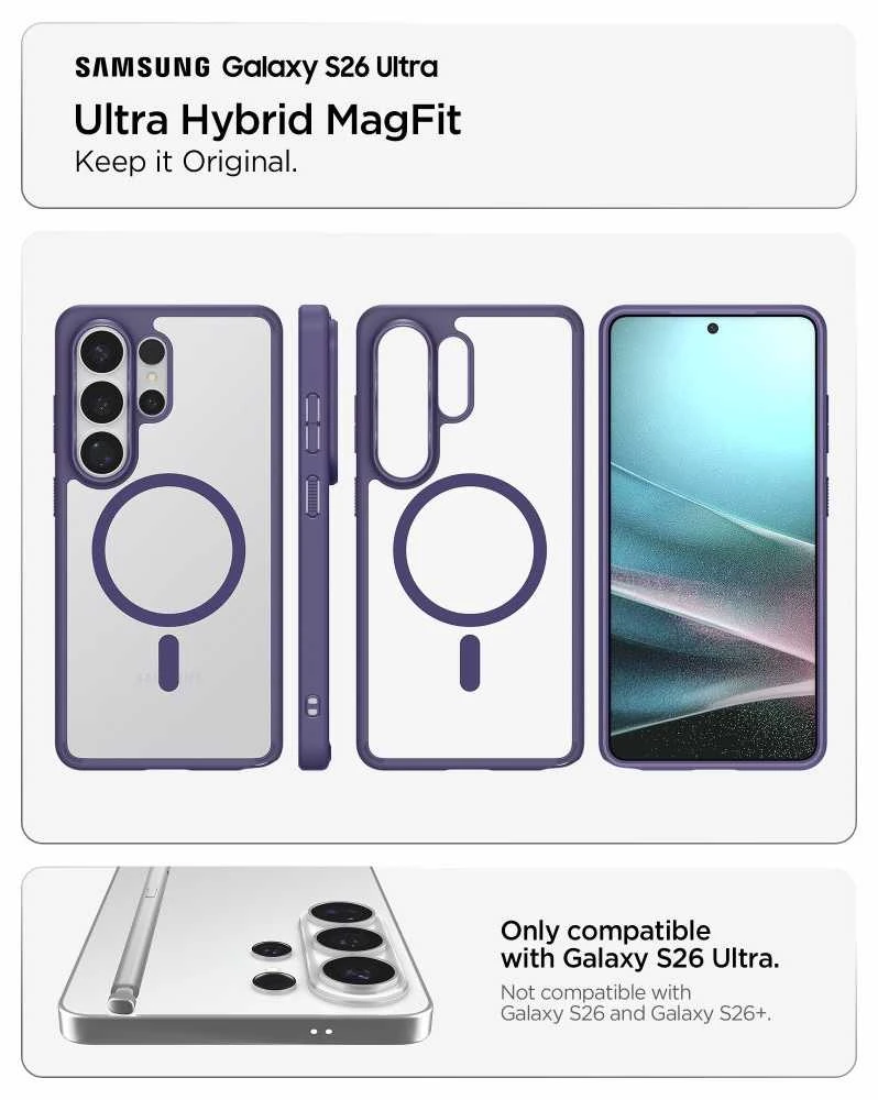 Dėklas Spigen ULTRA HYBRID MAG MagSafe Samsung Galaxy S26 ULTRA DĖKLAI TAMSIAI VIOLETINĖS SPALVOS