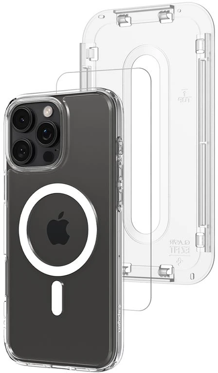 Dėklas Spigen Ultra Hybrid MagSafe, baltas + stiklas tR EZ Fit Pack - iPhone 16 Pro Max
