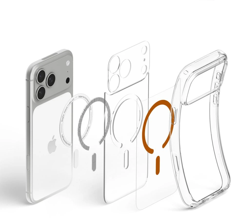 Dėklas Spigen Ultra Hybrid MagSafe iPhone 17 Pro / 18 Pro SKAIDRUS/ORANŽINIS