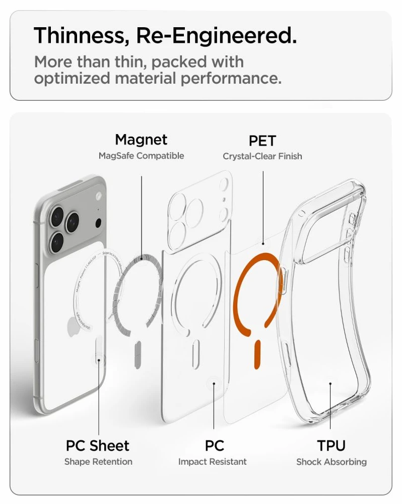 Dėklas Spigen ULTRA HYBRID MagSafe iPhone 17 Pro Max / 18 Pro Max SKAIDRUS/ORANŽINIS