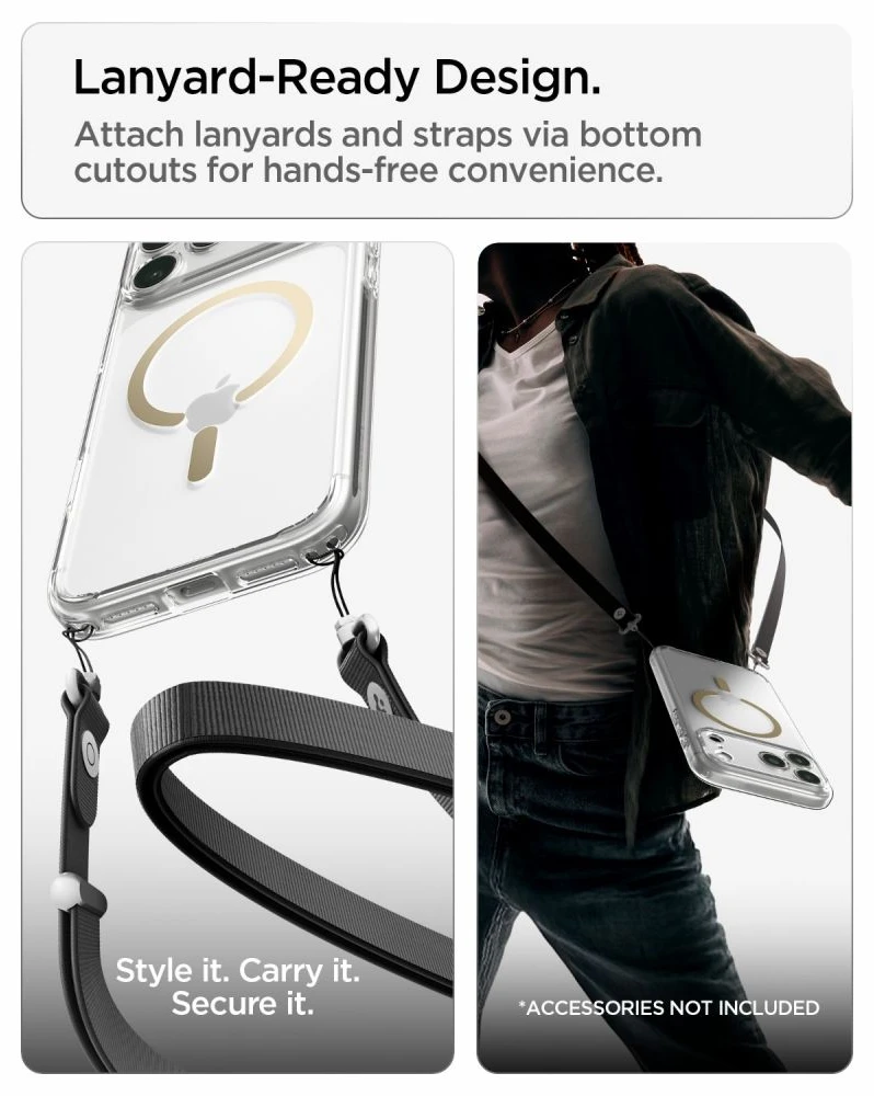 Dėklas Spigen ULTRA HYBRID MagSafe iPhone 17 Pro / 18 Pro SKAIDRUS/AUKSINIS