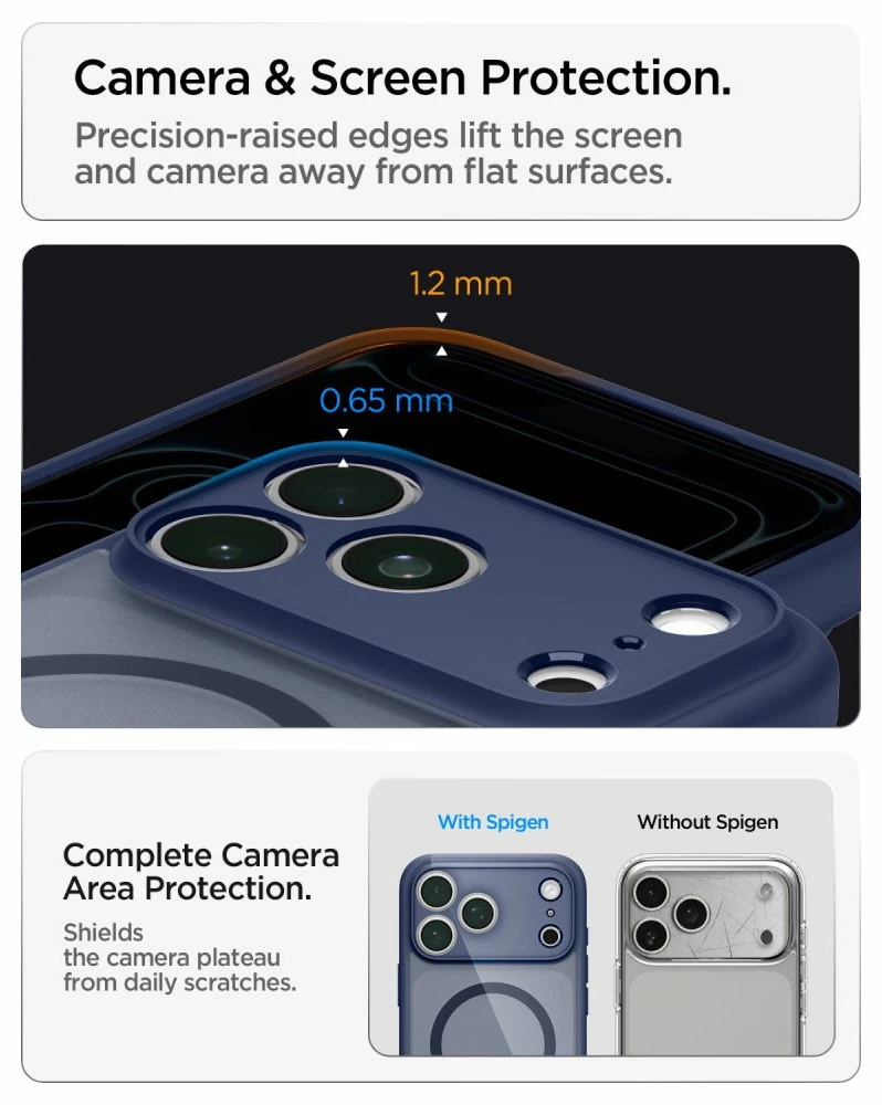 Dėklas Spigen Ultra Hybrid MagSafe iPhone 17 Pro Max / 18 Pro Max MATINIS TAMSIAI MĖLYNAS