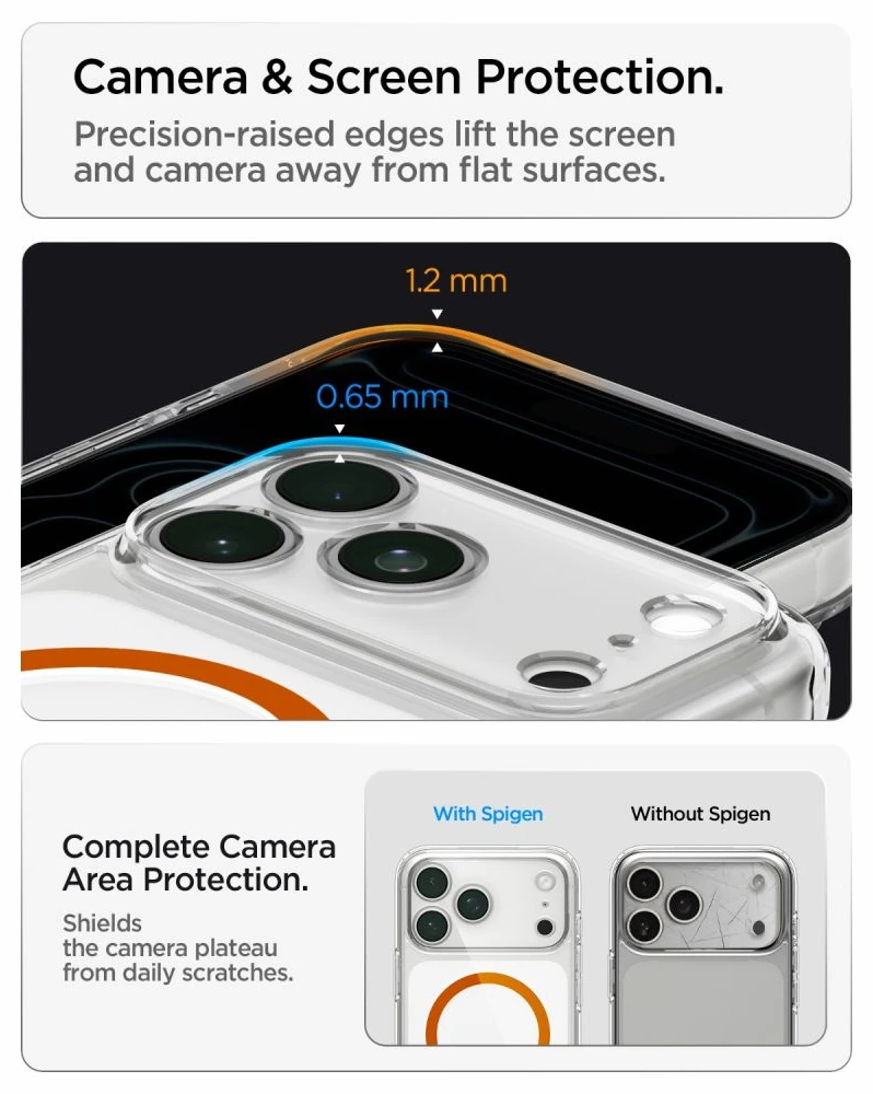 Dėklas Spigen ULTRA HYBRID MagSafe iPhone 17 Pro Max / 18 Pro Max SKAIDRUS/ORANŽINIS