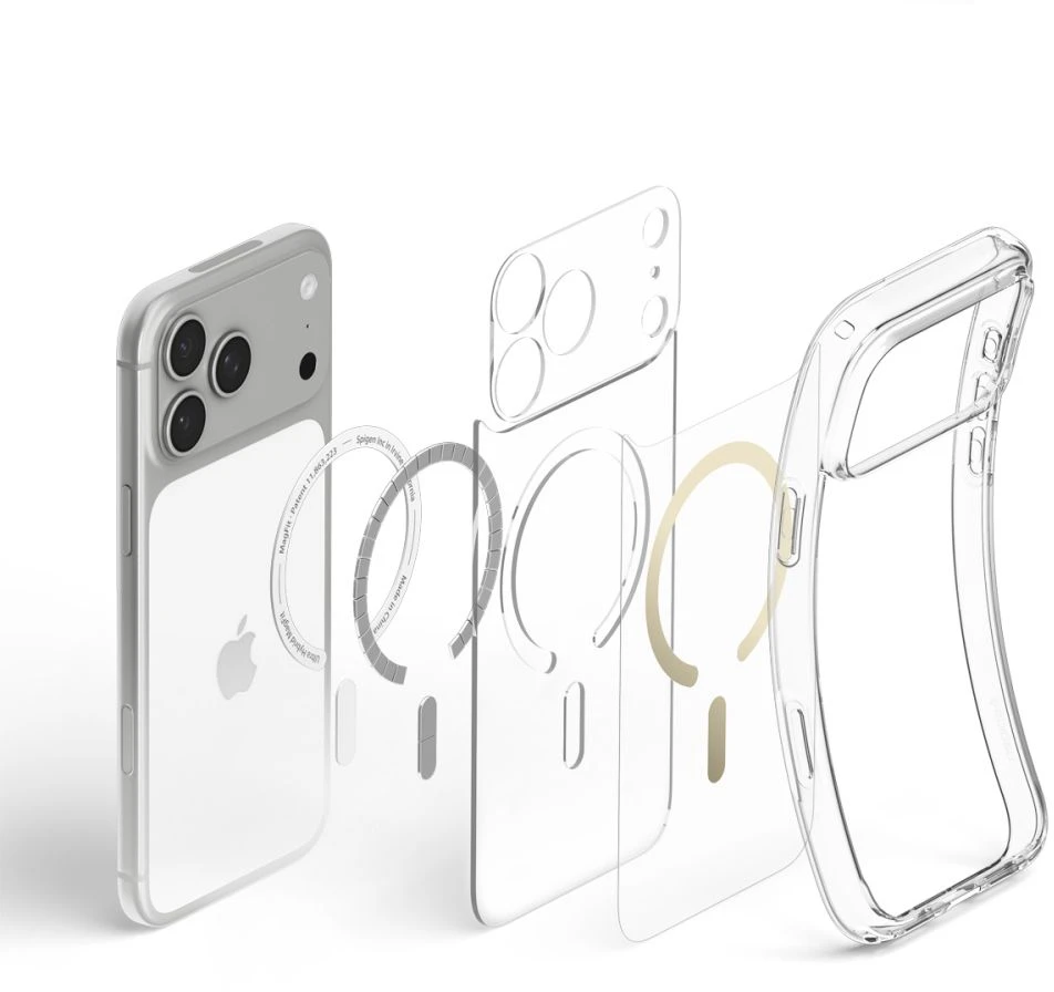 Dėklas Spigen Ultra Hybrid MagSafe iPhone 17 Pro Max / 18 Pro Max SKAIDRUS/AUKSINIS