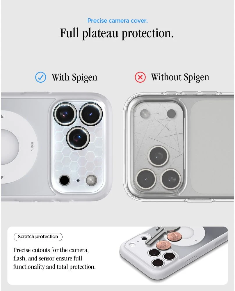 Dėklas Spigen Ultra Hybrid MagSafe iPhone 17 Pro Max / 18 Pro Max KLASIKINIS SIDABRINIS