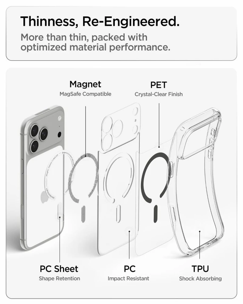 Dėklas Spigen Ultra Hybrid MagSafe iPhone 17 Pro Max / 18 Pro Max SKAIDRUS/GRAFITO