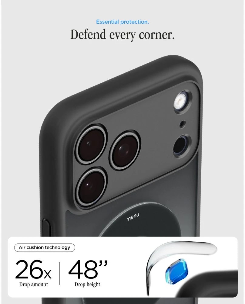 Dėklas Spigen Ultra Hybrid MagSafe iPhone 17 Pro Max / 18 Pro Max KLASIKINIS juodos spalvos