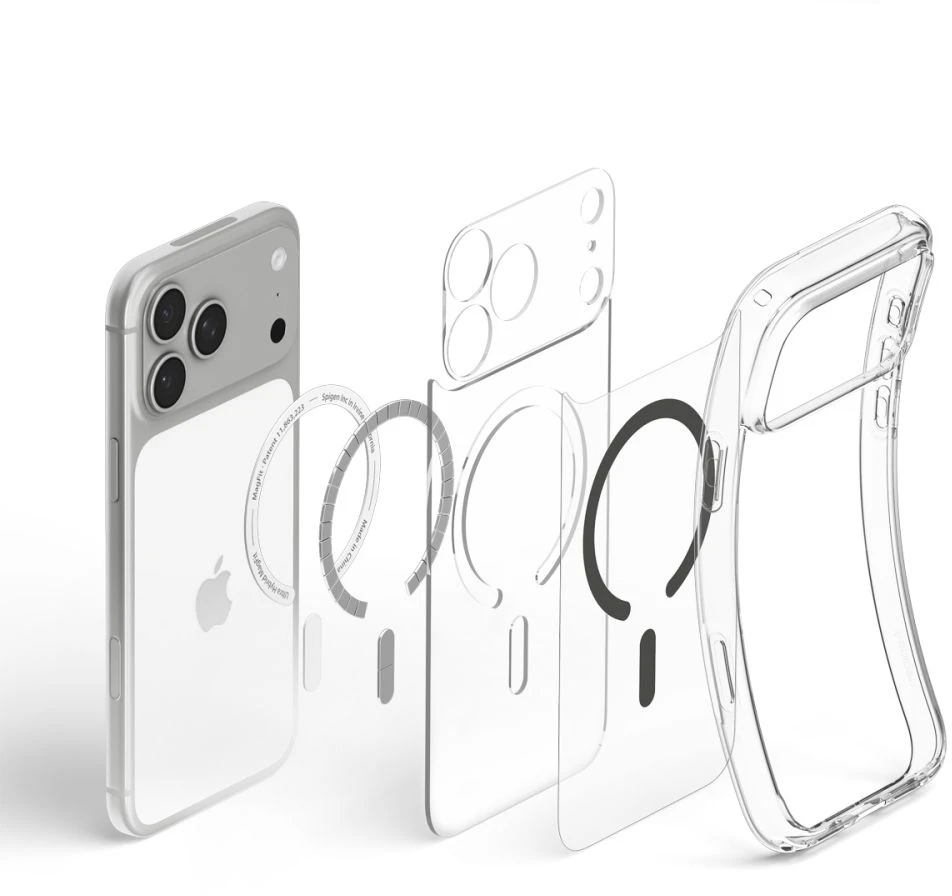 Dėklas Spigen Ultra Hybrid MagSafe iPhone 17 Pro Max / 18 Pro Max SKAIDRUS/GRAFITO