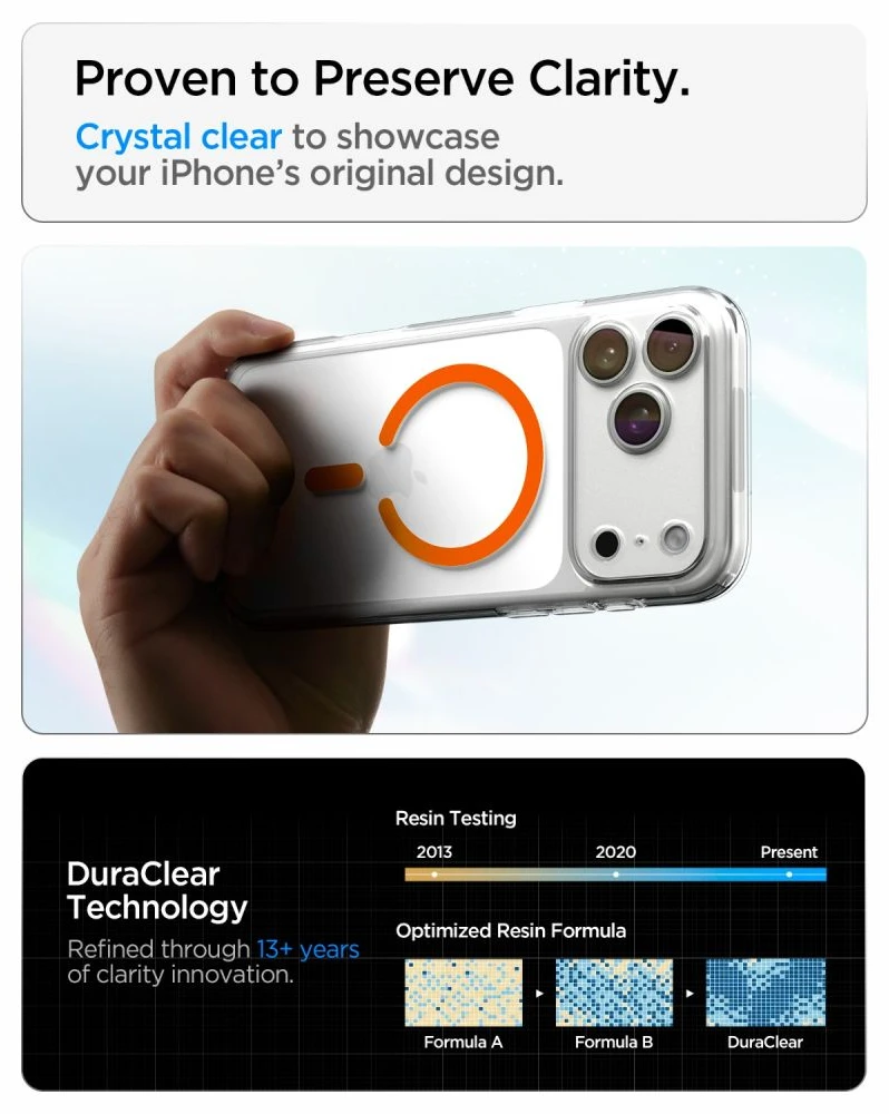 Dėklas Spigen Ultra Hybrid MagSafe iPhone 17 Pro / 18 Pro SKAIDRUS/ORANŽINIS