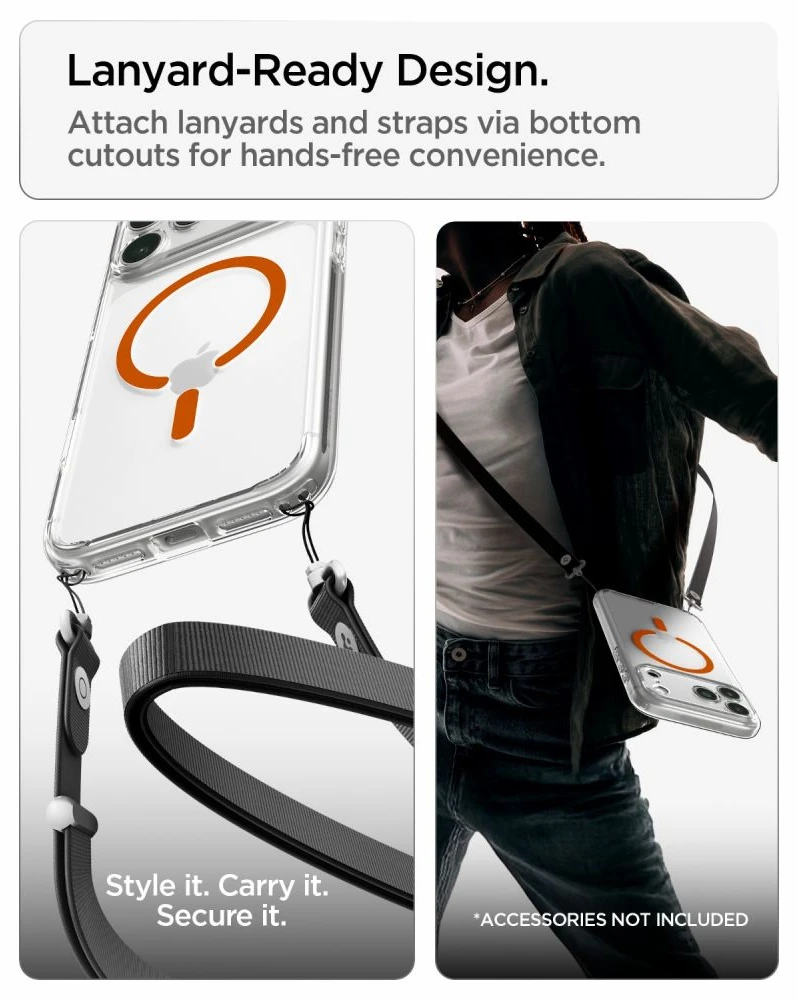 Dėklas Spigen ULTRA HYBRID MagSafe iPhone 17 Pro Max / 18 Pro Max SKAIDRUS/ORANŽINIS