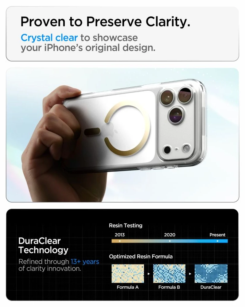 Dėklas Spigen Ultra Hybrid MagSafe iPhone 17 Pro Max / 18 Pro Max SKAIDRUS/AUKSINIS