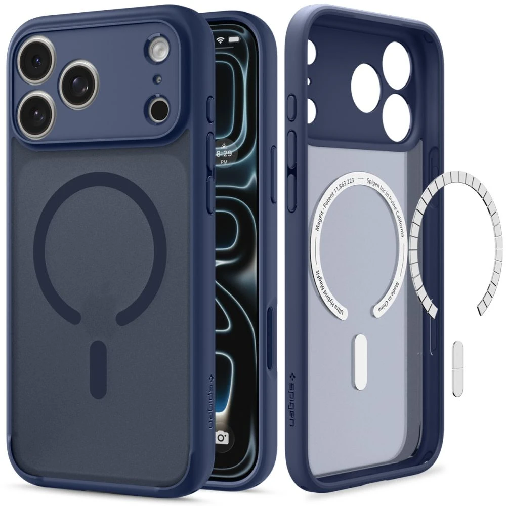 Dėklas Spigen Ultra Hybrid MagSafe iPhone 17 Pro Max / 18 Pro Max MATINIS TAMSIAI MĖLYNAS