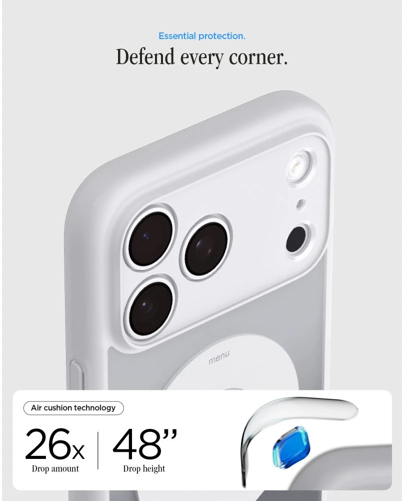 Dėklas Spigen Ultra Hybrid MagSafe iPhone 17 Pro Max / 18 Pro Max KLASIKINIS SIDABRINIS