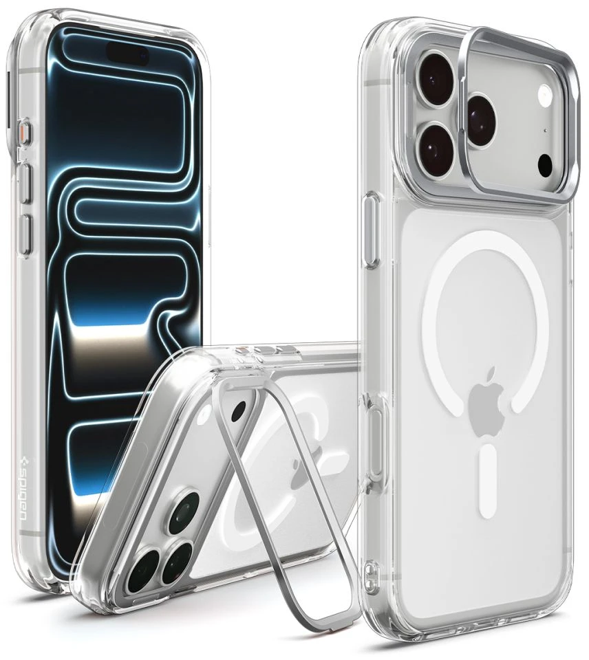 Dėklas Spigen Ultra Hybrid OPTIK S MagSafe iPhone 17 Pro / 18 Pro SKAIDRUS/SIDABRINIS