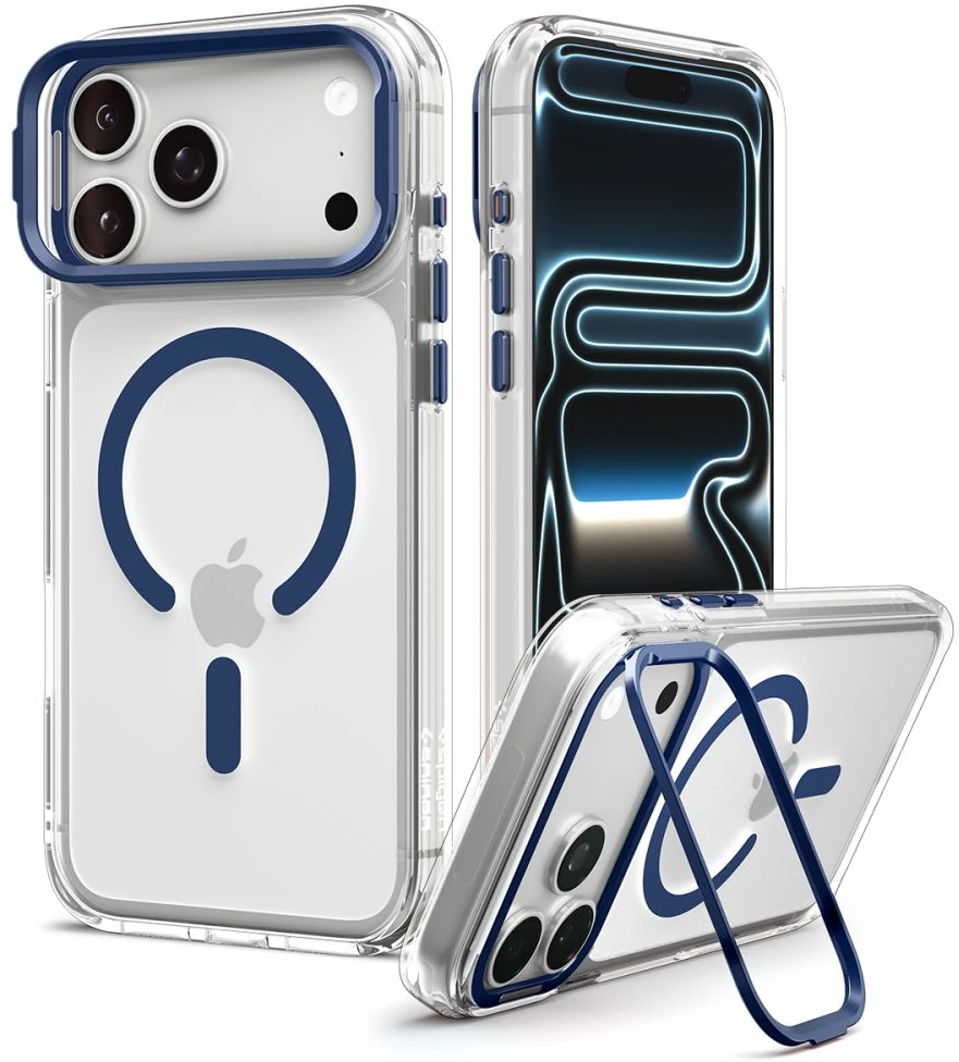 Dėklas Spigen Ultra Hybrid OPTIK S MagSafe iPhone 17 Pro Max / 18 Pro Max SKAIDRUS/TAMSIAI MĖLYNAS