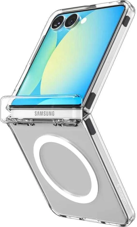 Dėklas „Spigen Ultra Hybrid Pro MagSafe“, skaidrus baltas - „Samsung Galaxy Z Flip7“