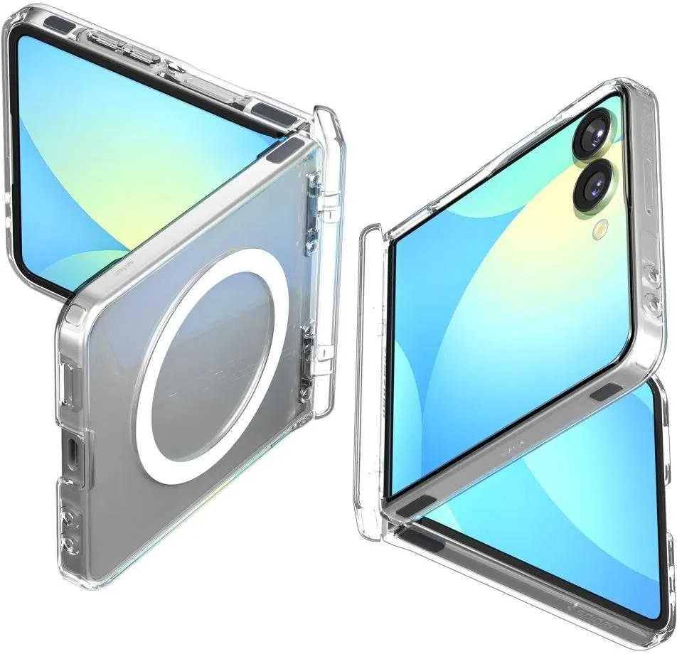 Dėklas „Spigen Ultra Hybrid Pro MagSafe“, skaidrus baltas - „Samsung Galaxy Z Flip7“