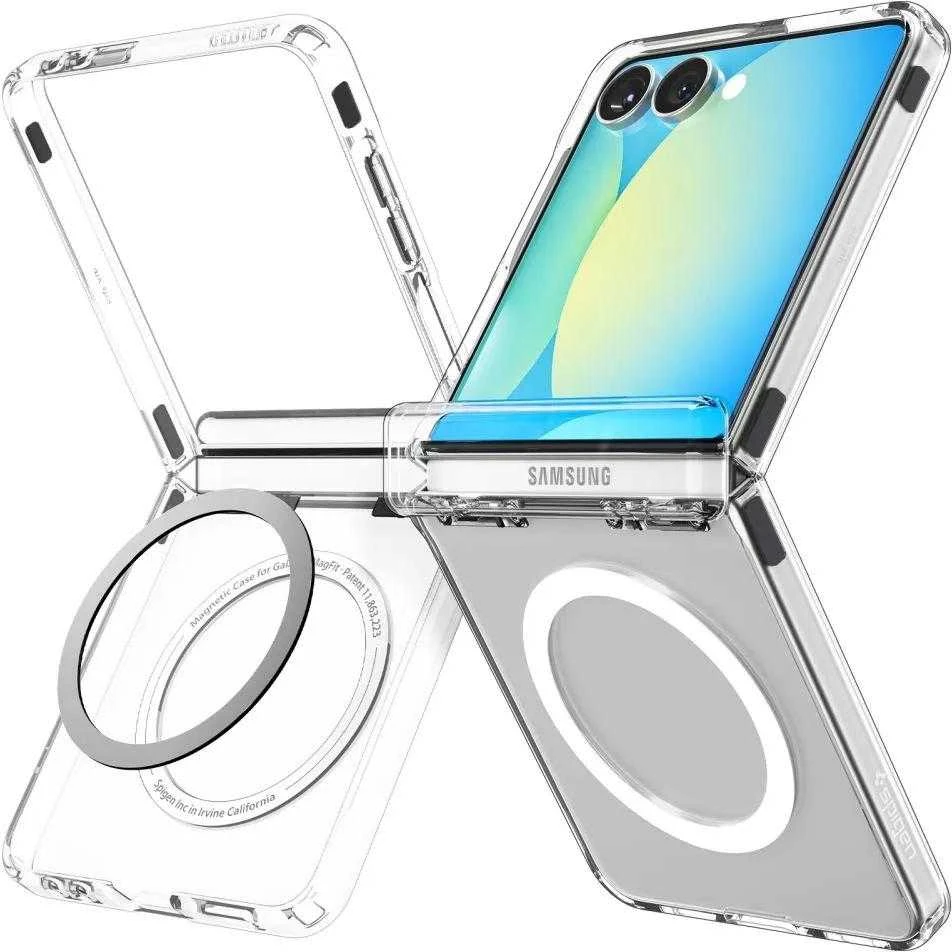 Dėklas „Spigen Ultra Hybrid Pro MagSafe“, skaidrus baltas - „Samsung Galaxy Z Flip7“