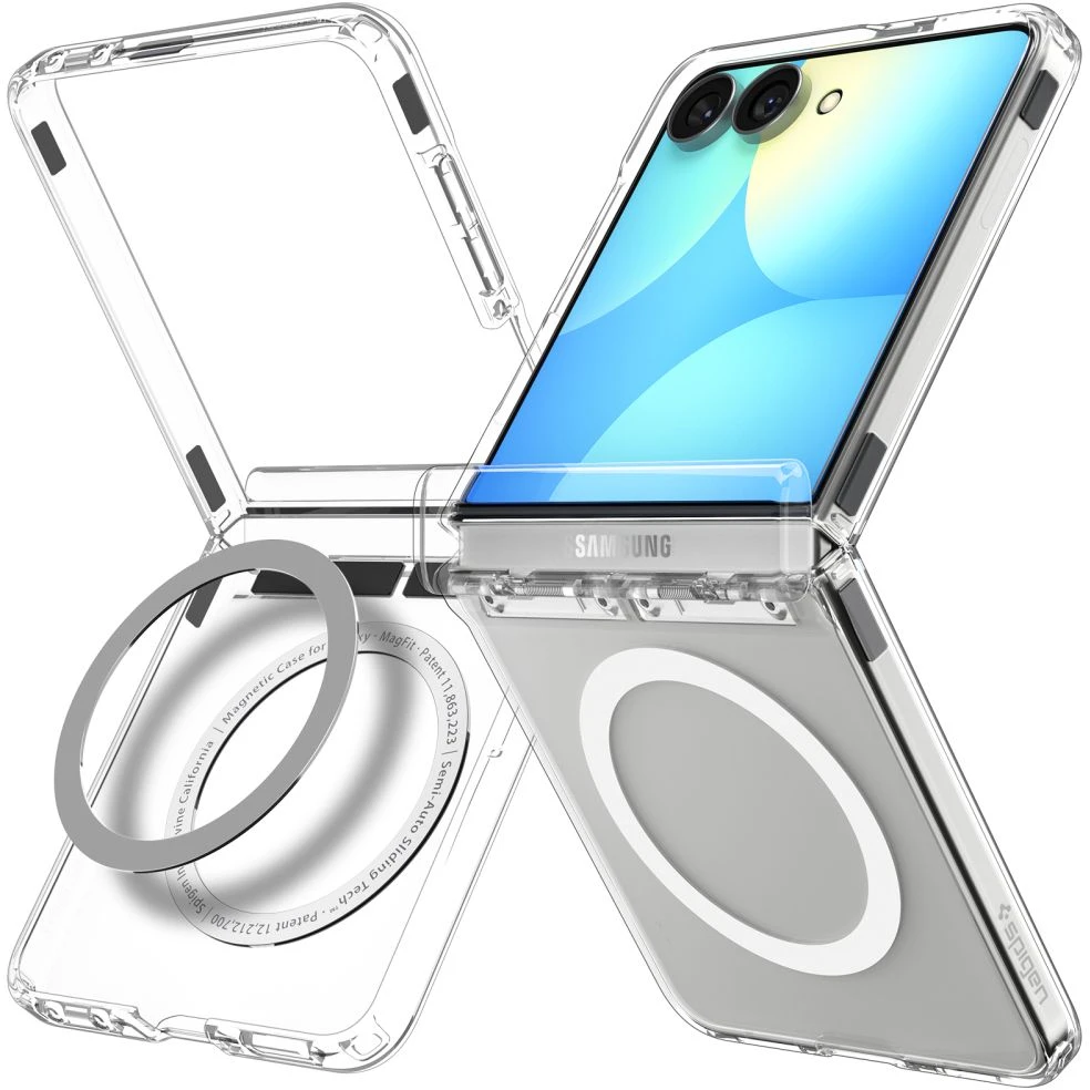 Dėklas SPIGEN ULTRA HYBRID PRO MAGSAFE GALAXY Z FLIP 8 SKAIDRUS/Baltas