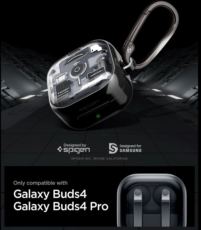 Dėklas Spigen Ultra Hybrid Samsung Galaxy BUDS 4 / 4 PRO ZERO ONE juodos spalvos