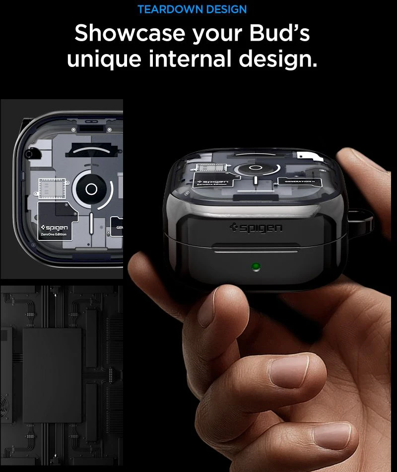 Dėklas Spigen Ultra Hybrid Samsung Galaxy BUDS 4 / 4 PRO ZERO ONE juodos spalvos