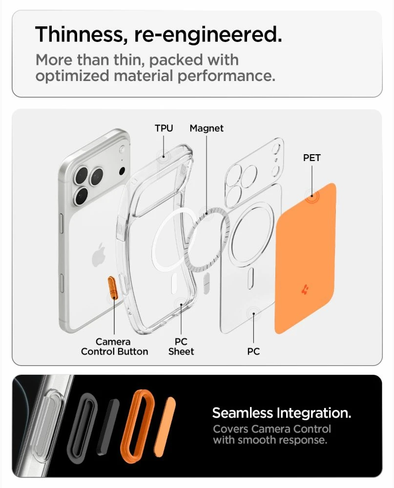 Dėklas Spigen Ultra Hybrid T MagSafe iPhone 17 Pro Max / 18 Pro Max BLIZGUS ORANŽINIS