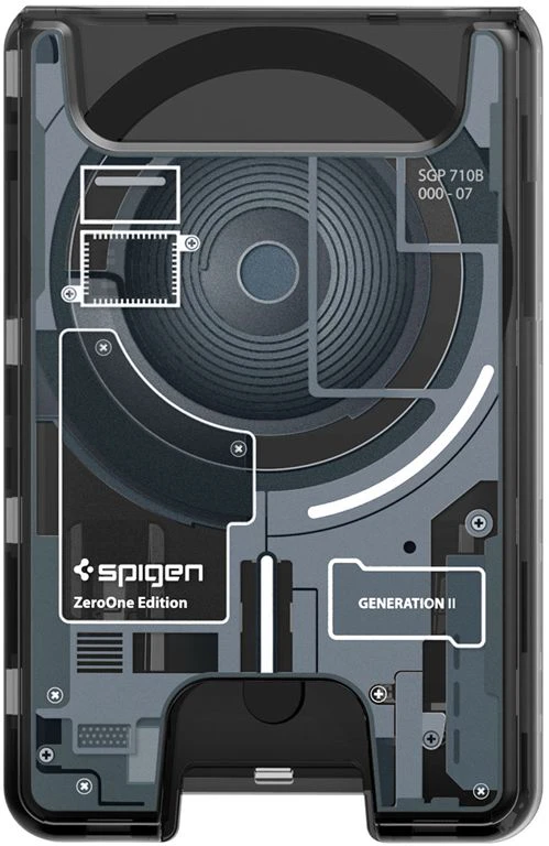 Dėklas Spigen Ultra Hybrid Wallet MagSafe, zero one juodas
