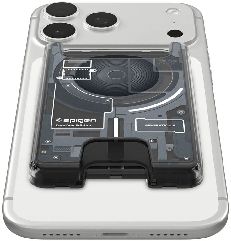 Dėklas Spigen Ultra Hybrid Wallet MagSafe, zero one juodas