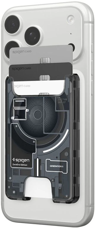 Dėklas Spigen Ultra Hybrid Wallet MagSafe, zero one juodas
