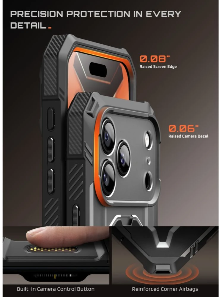 Dėklas SupCase GRIP Pro MAG MagSafe iPhone 17 Pro Max / 18 Pro Max Juodas