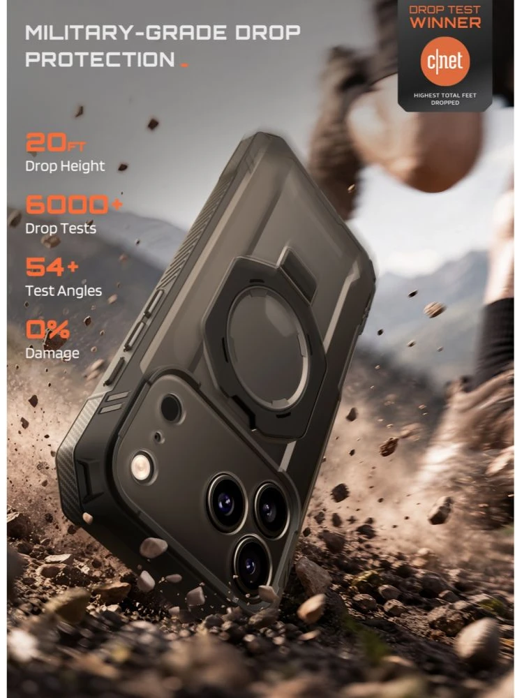 Dėklas SupCase GRIP Pro MAG MagSafe iPhone 17 Pro Max / 18 Pro Max Juodas