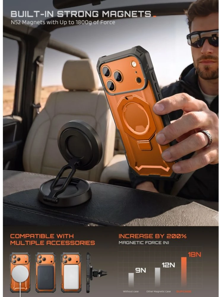 Dėklas SupCase GRIP Pro MAG MagSafe iPhone 17 Pro Max / 18 Pro Max KORALINIS