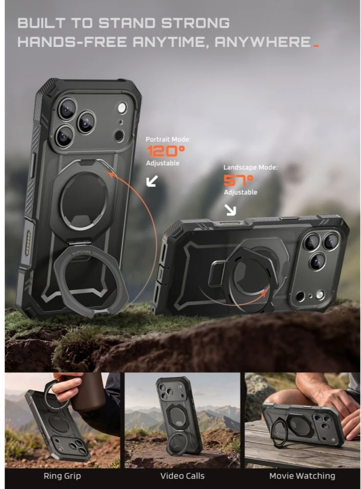 Dėklas SupCase GRIP Pro MAG MagSafe iPhone 17 Pro Max / 18 Pro Max Juodas