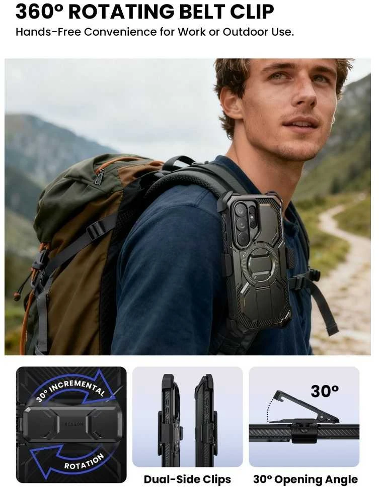 Dėklas SupCase IBLSN ArmorBox Clip Mag MagSafe Samsung Galaxy S26 Ultra juodos spalvos
