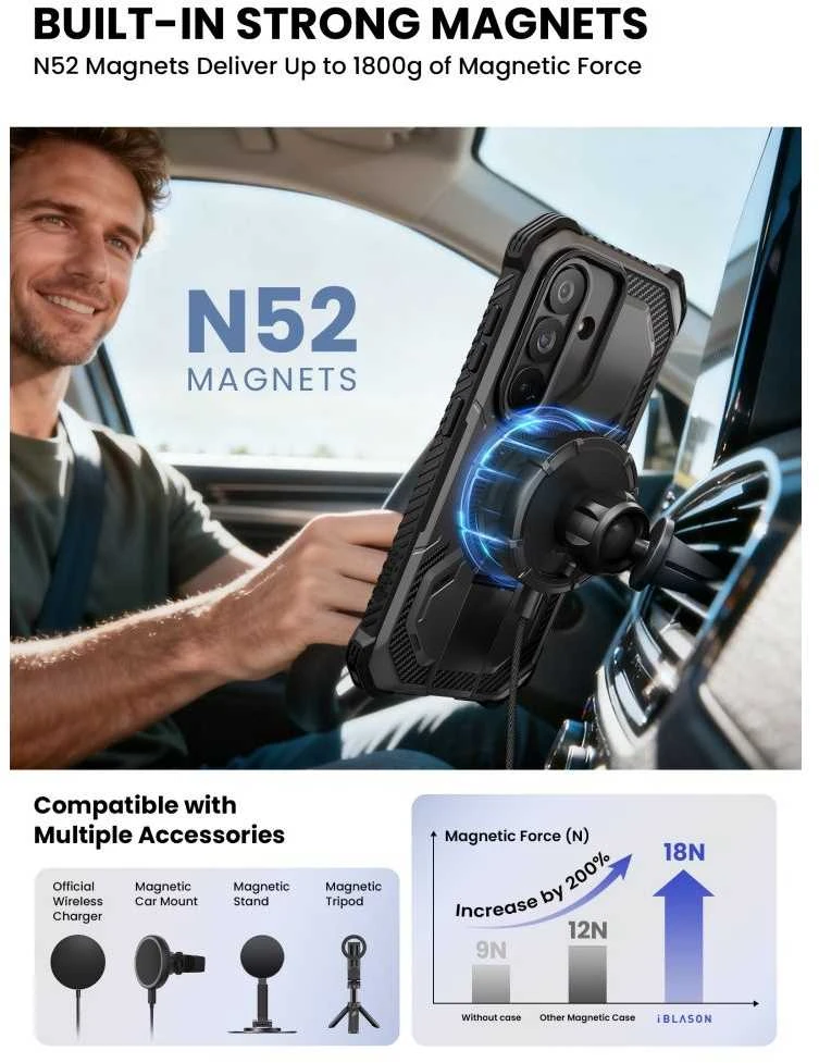 Dėklas SupCase IBLSN ArmorBox Mag MagSafe Samsung Galaxy S26 juodos spalvos