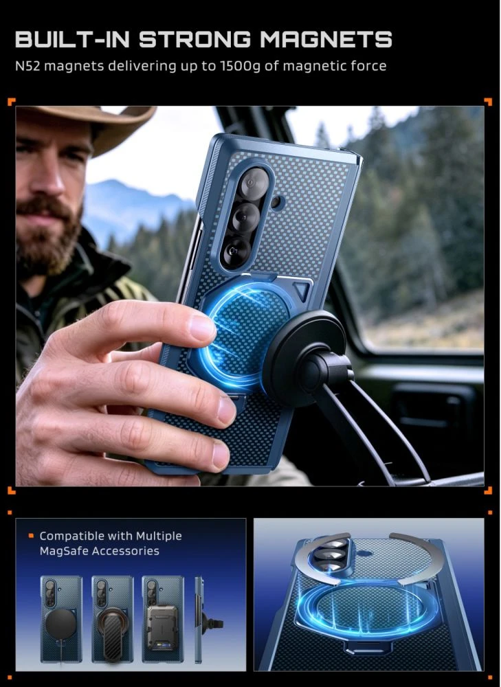 Dėklas SUPCASE UB AERO MAGSAFE 2-DALIŲ RINKINYS GALAXY Z FOLD 8 ULTRA ARAMID Mėlynas
