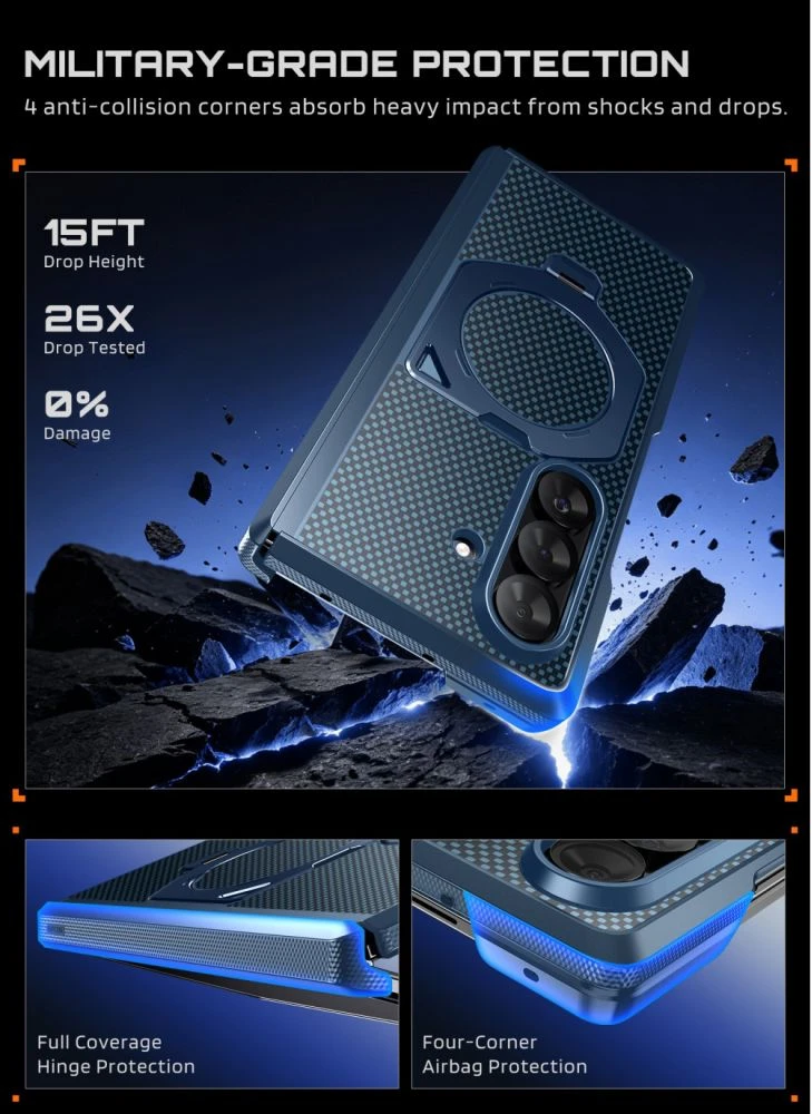 Dėklas SUPCASE UB AERO MAGSAFE 2-DALIŲ RINKINYS GALAXY Z FOLD 8 ULTRA ARAMID Mėlynas