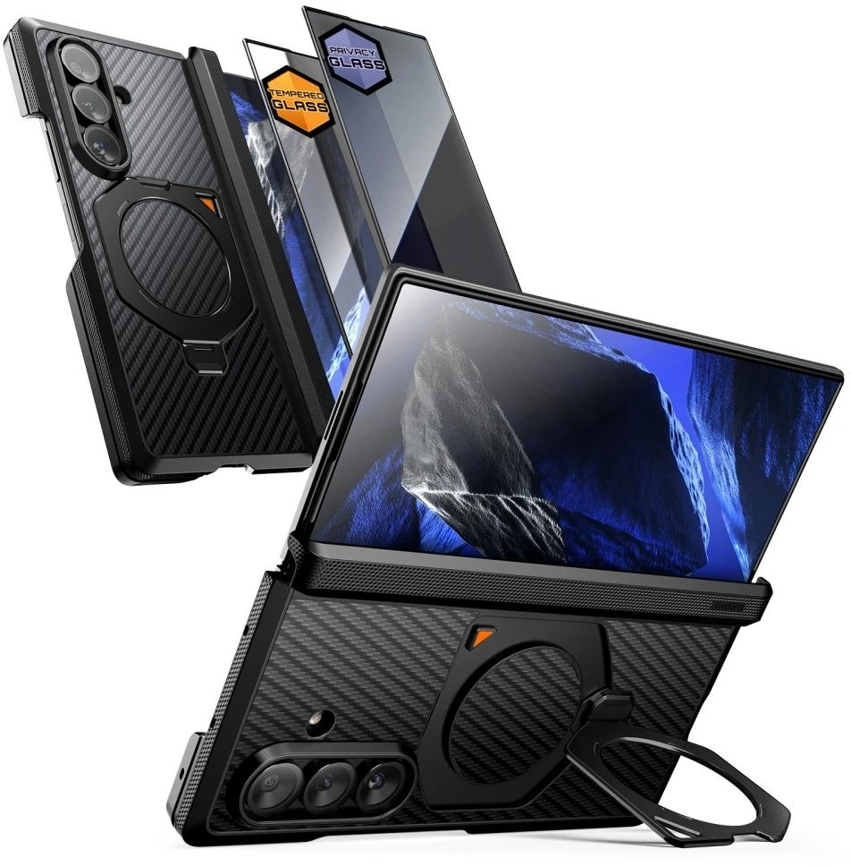Dėklas SUPCASE UB AERO MAGSAFE 2-SET GALAXY Z FOLD 8 ULTRA ARAMID Juodas