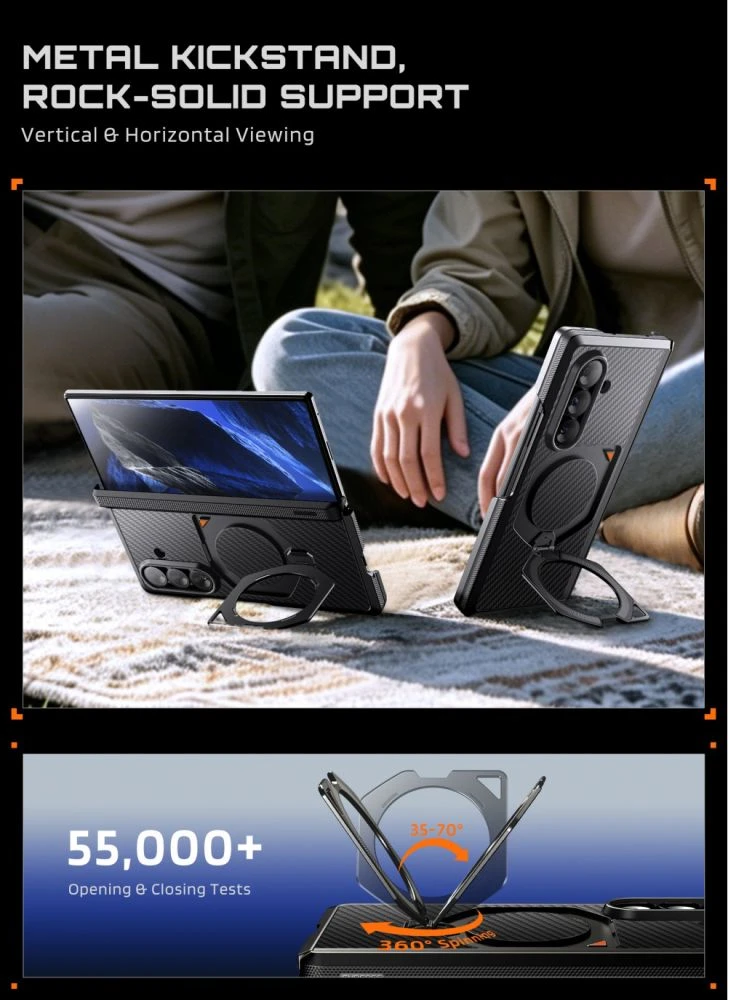 Dėklas SUPCASE UB AERO MAGSAFE 2-SET GALAXY Z FOLD 8 ULTRA ARAMID Juodas
