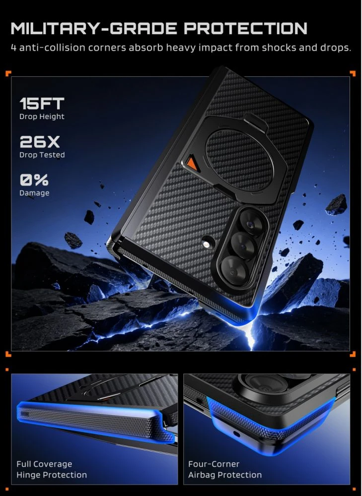 Dėklas SUPCASE UB AERO MAGSAFE 2-SET GALAXY Z FOLD 8 ULTRA ARAMID Juodas