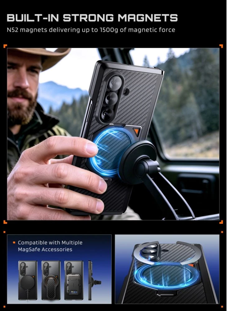 Dėklas SUPCASE UB AERO MAGSAFE 2-SET GALAXY Z FOLD 8 ULTRA ARAMID Juodas