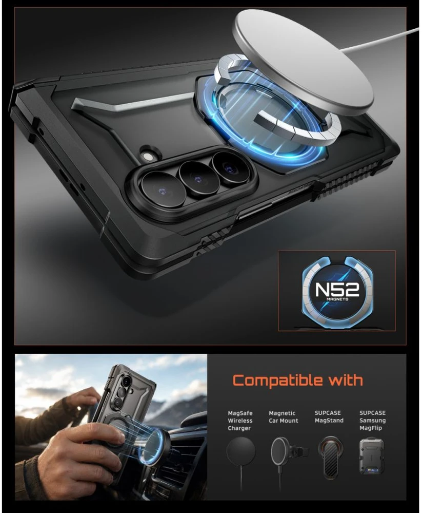 Dėklas SUPCASE UB GRIP MAG MAGSAFE 2-SET GALAXY Z FOLD 8 Juodas