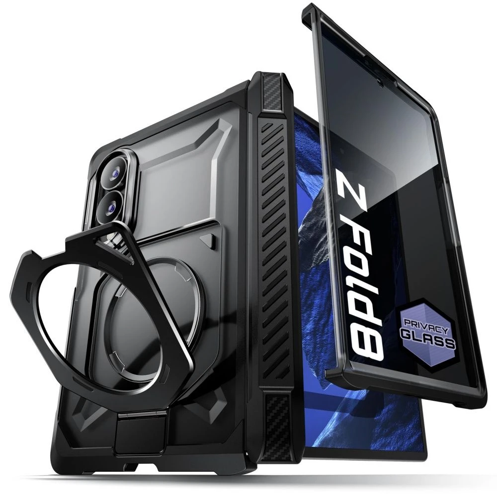 Dėklas SupCase UB GRIP MAG MagSafe Samsung Galaxy Z FOLD 8 PRIVACY STIKLAS Juodas