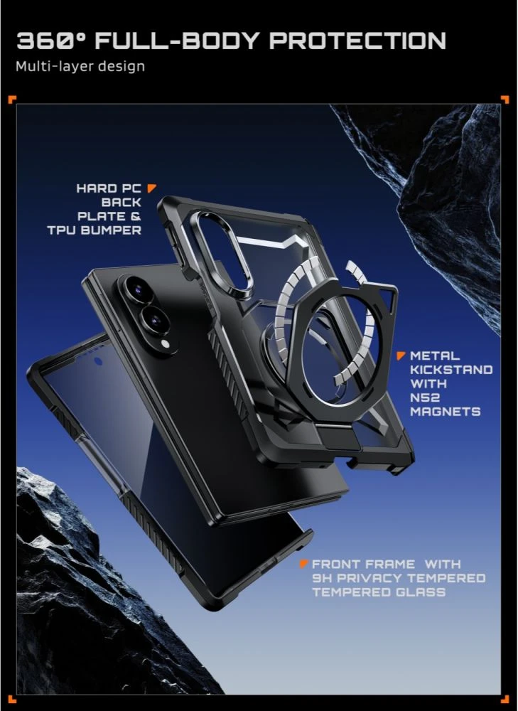 Dėklas SupCase UB GRIP MAG MagSafe Samsung Galaxy Z FOLD 8 PRIVACY STIKLAS Juodas